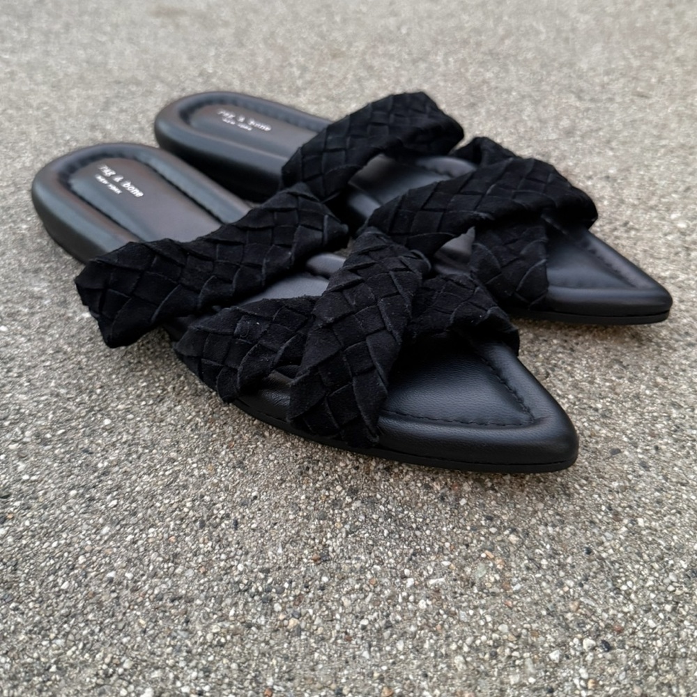 Rag and Bone Lewis pointed flat black sandals NEW size 37 new without box